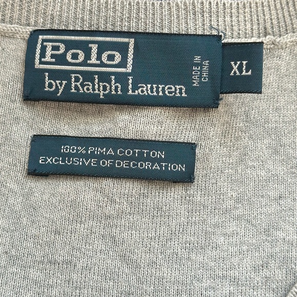 Ralph Lauren Gray V-Neck Vest Pima Cotton - Picture 3 of 5